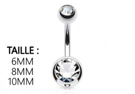 Piercing nombril blanc double strass