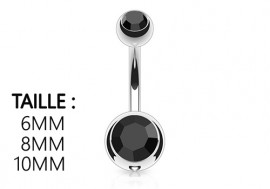 Piercing nombril basique pierre noire