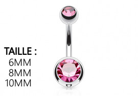 Piercing nombril basique pierre rose