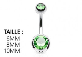 Piercing nombril basique pierre vert