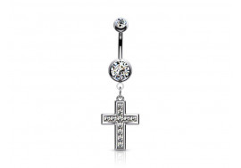 Piercing de ventre croix et strass