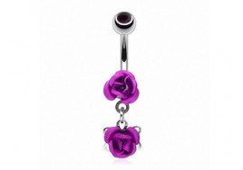 Piercing nombril pendentif rose violette