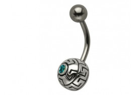 Piercing nombril tribal emeraude