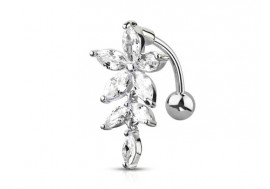 Piercing Nombril inversé fleur blanche