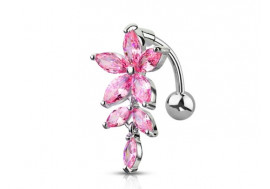 Piercing Nombril inversé fleur rose