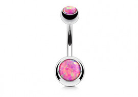 Piercing nombril opale de feu rose