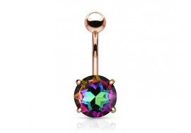 Piercing nombril cristal vitrail plaqué or rose