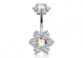 Piercing Nombril Fleur double charme multicolor