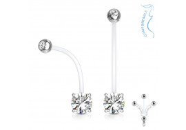 Piercing nombril femme enceinte strass blanc