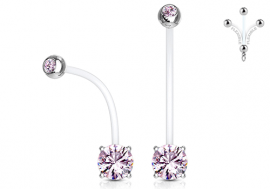 Piercing nombril femme enceinte strass rose