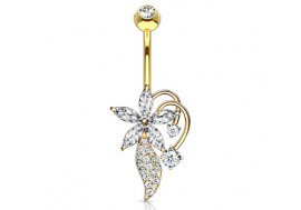 Piercing nombril fleur arabesque plaqué or