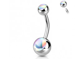 Piercing nombril iridescent BLANC