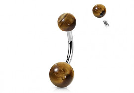 Piercing nombril pierre naturelle oeil de tigre