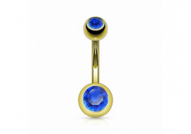 Piercing nombril basique plaqué or bleu foncé