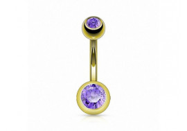 Piercing nombril basique plaqué or tanzanite