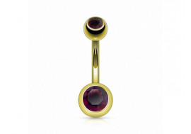 Piercing nombril basique plaqué or violet