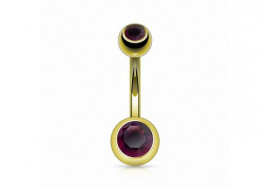 Piercing nombril basique plaqué or violet