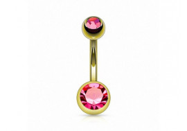 Piercing nombril basique plaqué or fushia