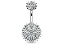 Piercing nombril fleur cluster