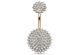 Piercing nombril fleur cluster plaqué or rose