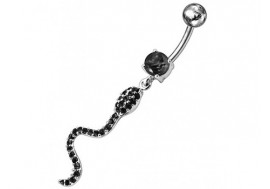 Piercing nombril argent serpent noir