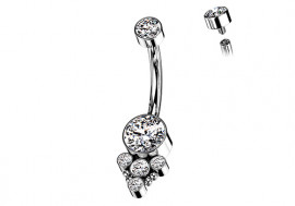 Piercing nombril titane cluster strass blanc