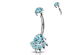 Piercing nombril titane cluster bleu