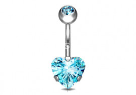 Piercing nombril titane Coeur bleu