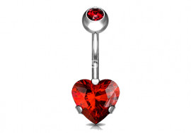 Piercing nombril titane Coeur rouge