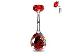 Piercing nombril titane goutte rouge