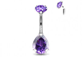 Piercing nombril titane goutte violette