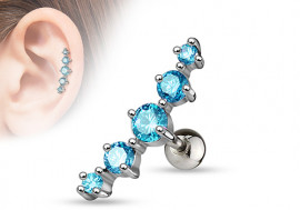 Piercing cartilage 5 pierres turquoise