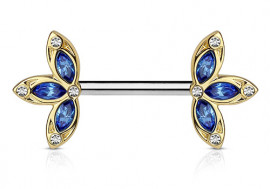 Piercing de téton double lotus bleue