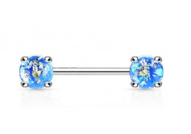 Piercing téton pierre synthétique bleue