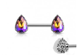 Piercing téton goutte violet filigrane