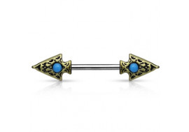 Piercing téton double flèche turquoise