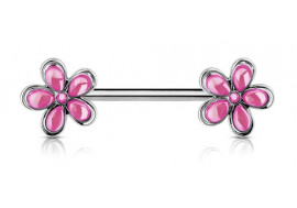 Piercing de téton double fleur rose
