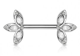 Piercing de téton double lotus blanc