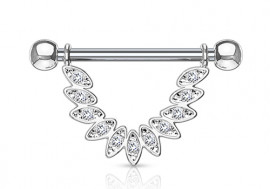 Piercing téton feuille et strass