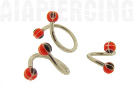 Piercing spirale bille ballon rouge et noire