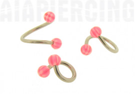 Piercing spirale bille carreaux rose