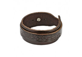 Bracelet en cuir marron tribal