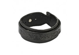 Bracelet en cuir noir tribal