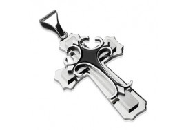 Pendentif double croix gothique noire