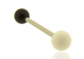 Piercing barbell bicolore blanc et noir