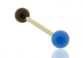 Piercing barbell billes bicolores bleu et noir