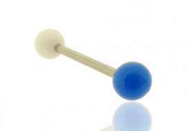 Piercing barre droite bicolore blanc et bleu