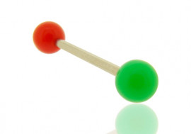 Piercing barre droite bicolore rouge et vert foncé