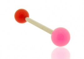 Piercing barbell bicolore rouge et rose