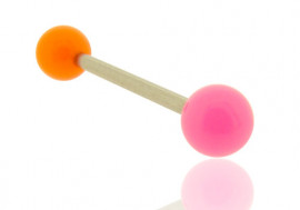 Piercing barbell bicolore orange et rose